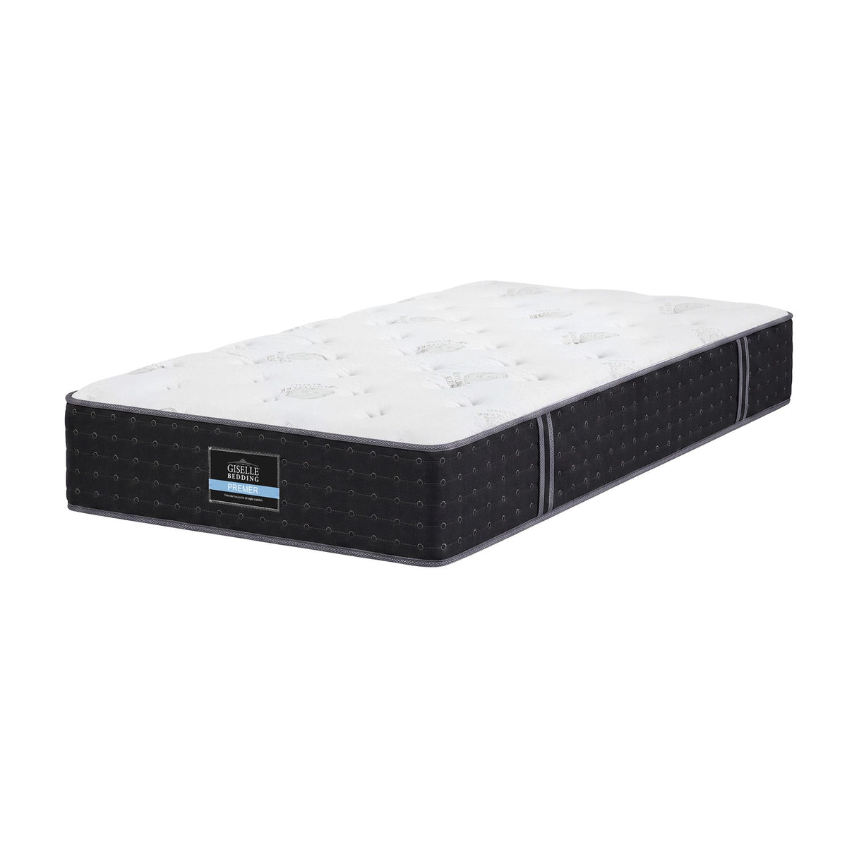 Single Reversible Spring Mattress 35cm Firm with Cashmere Cover and Gel Foam - White/Charcoal