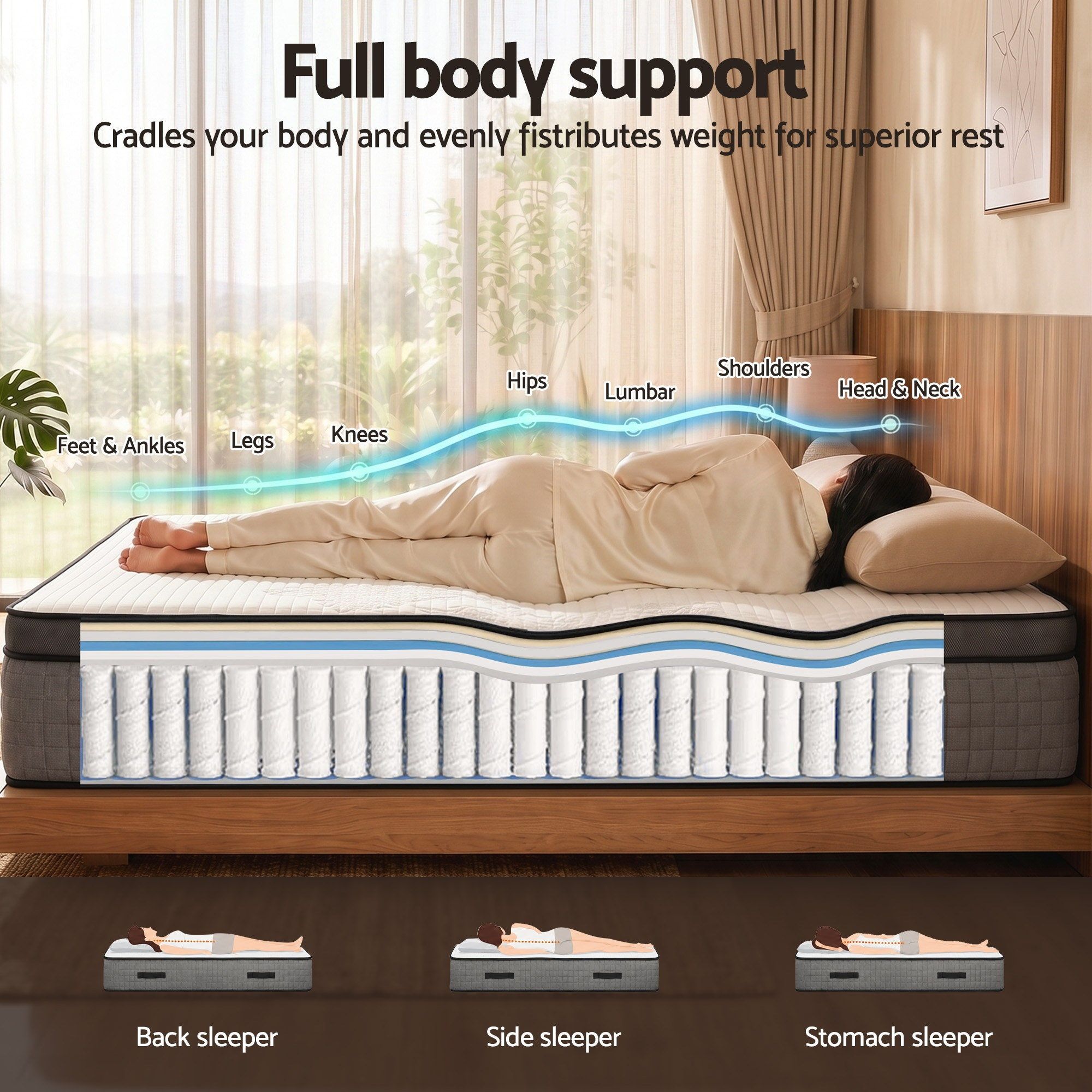 King Mattress 37cm 4-in-1 Adjustable Firmness Cooling Gel Memory Foam Dual-Zone Flippable for Couples - White and Grey