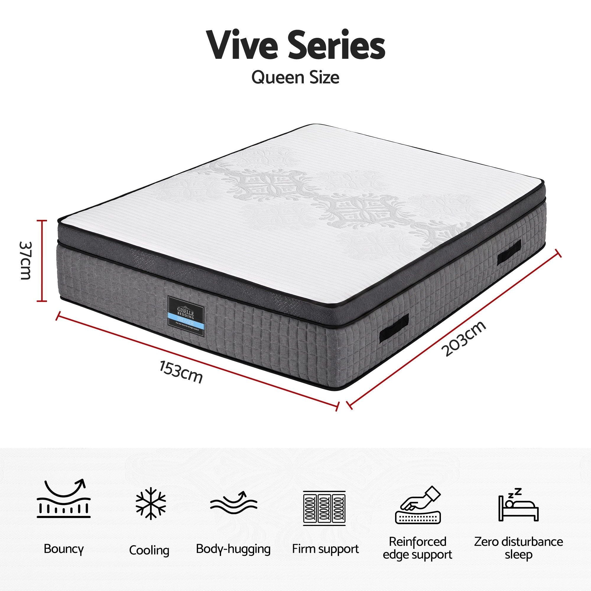 Queen Mattress 37cm 4-in-1 Adjustable Firmness Cooling Gel Memory Foam Dual-Zone Flippable for Couples - White and Grey