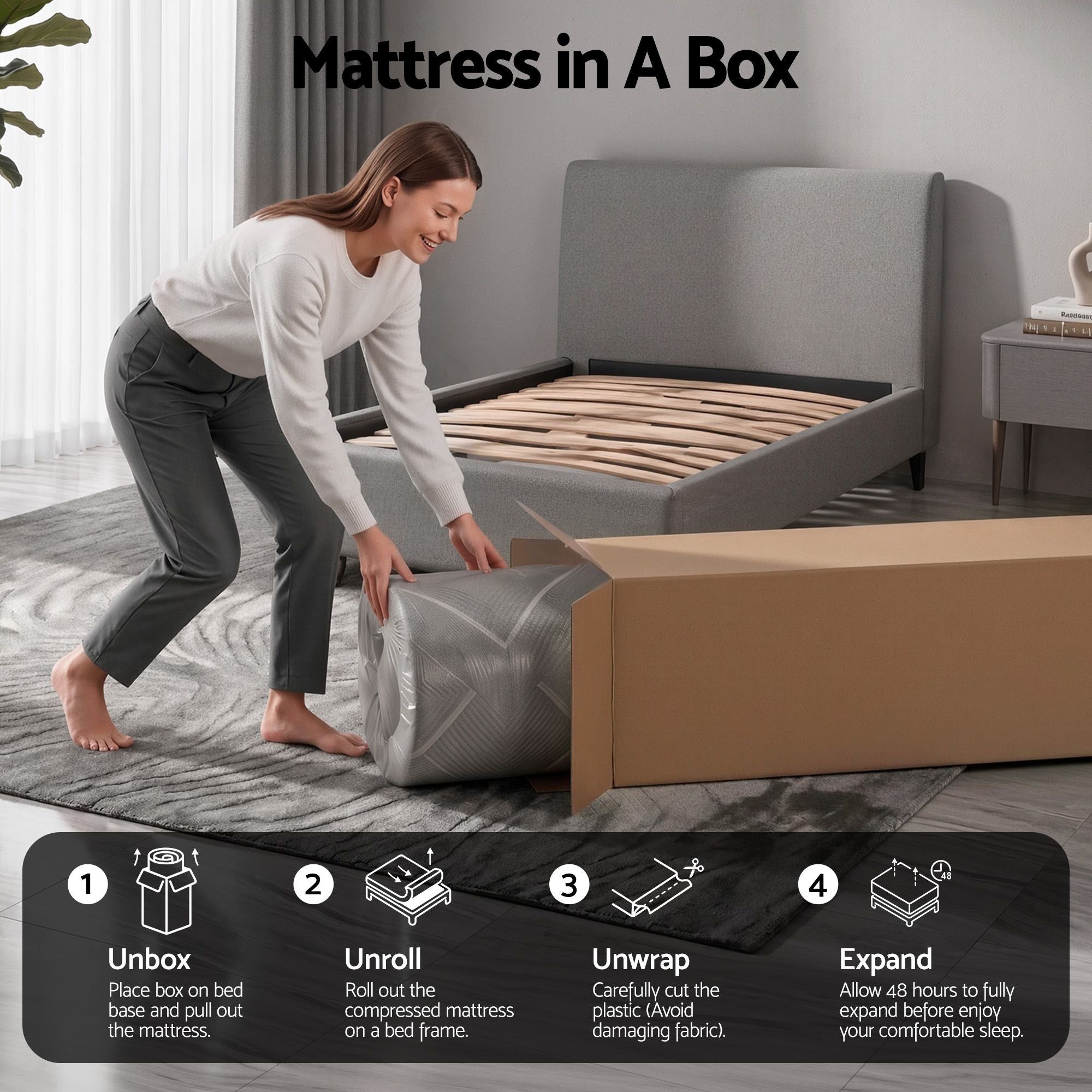 King Single Mattress 26cm Firm Pocket Spring with Dual Edge Support - Dark Grey