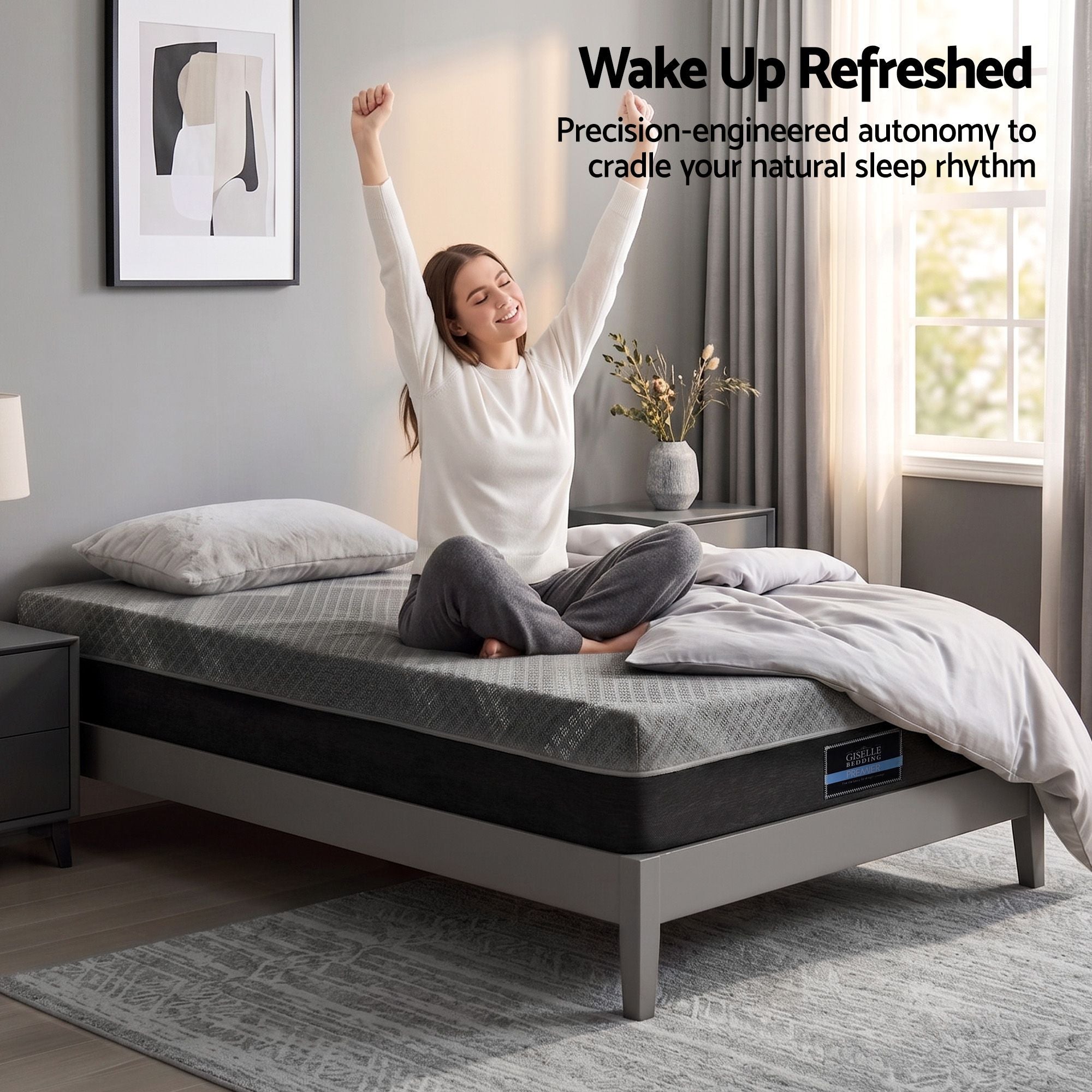 Single Mattress 26cm Firm Pocket Spring Dual Edge Support - Dark Grey