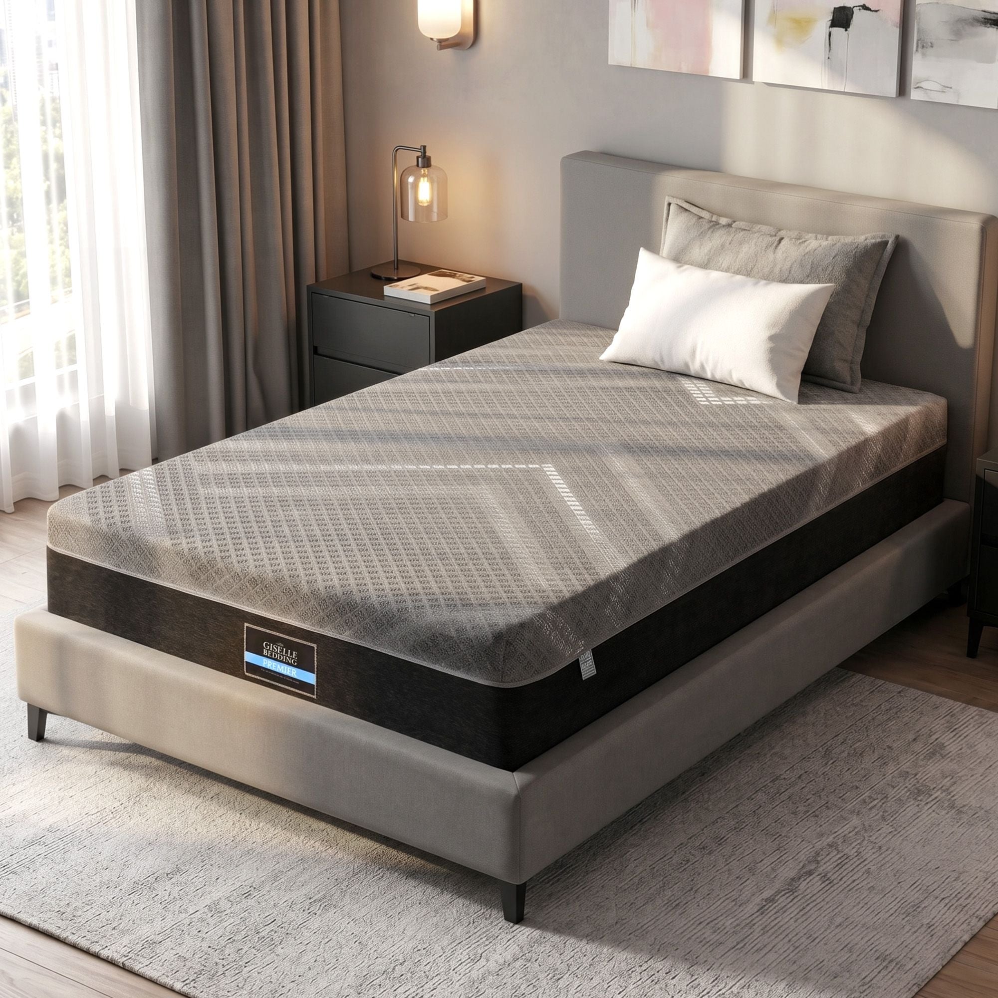 Single Mattress 26cm Firm Pocket Spring Dual Edge Support - Dark Grey
