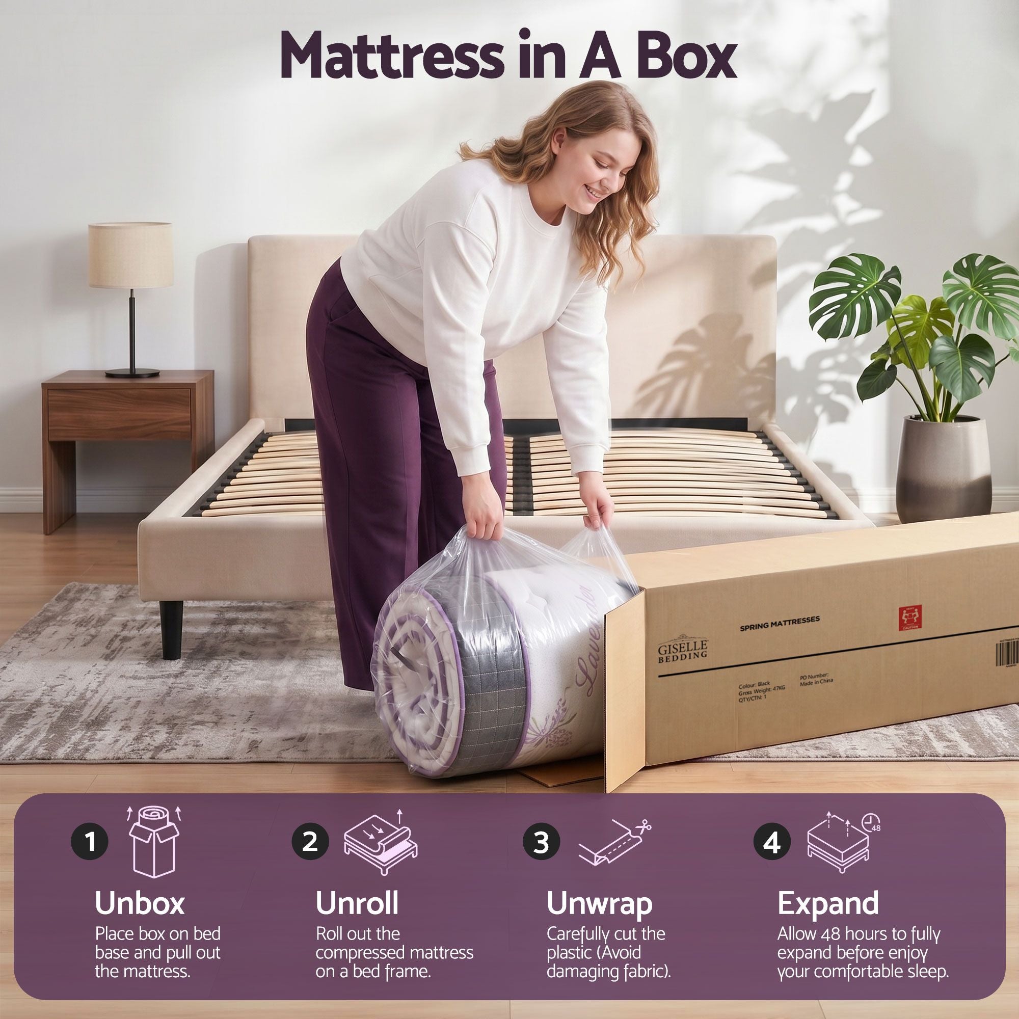 King Euro Top Firm Pocket Spring Mattress with Edge Support - Purple