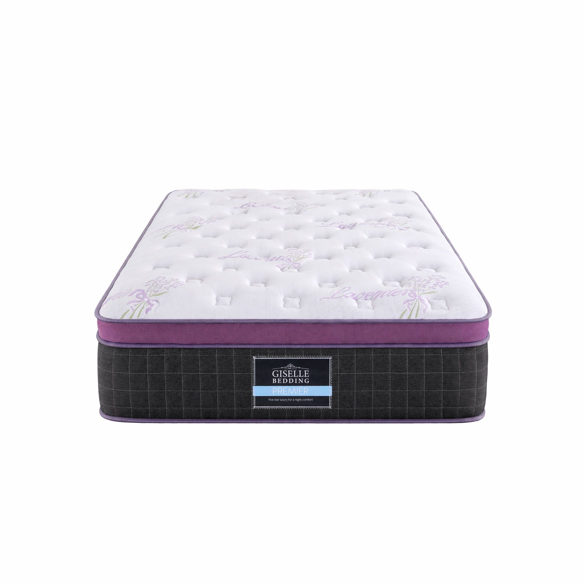 Single Euro Top Mattress Firm Pocket Spring Edge Support 90x190cm - Purple & Black