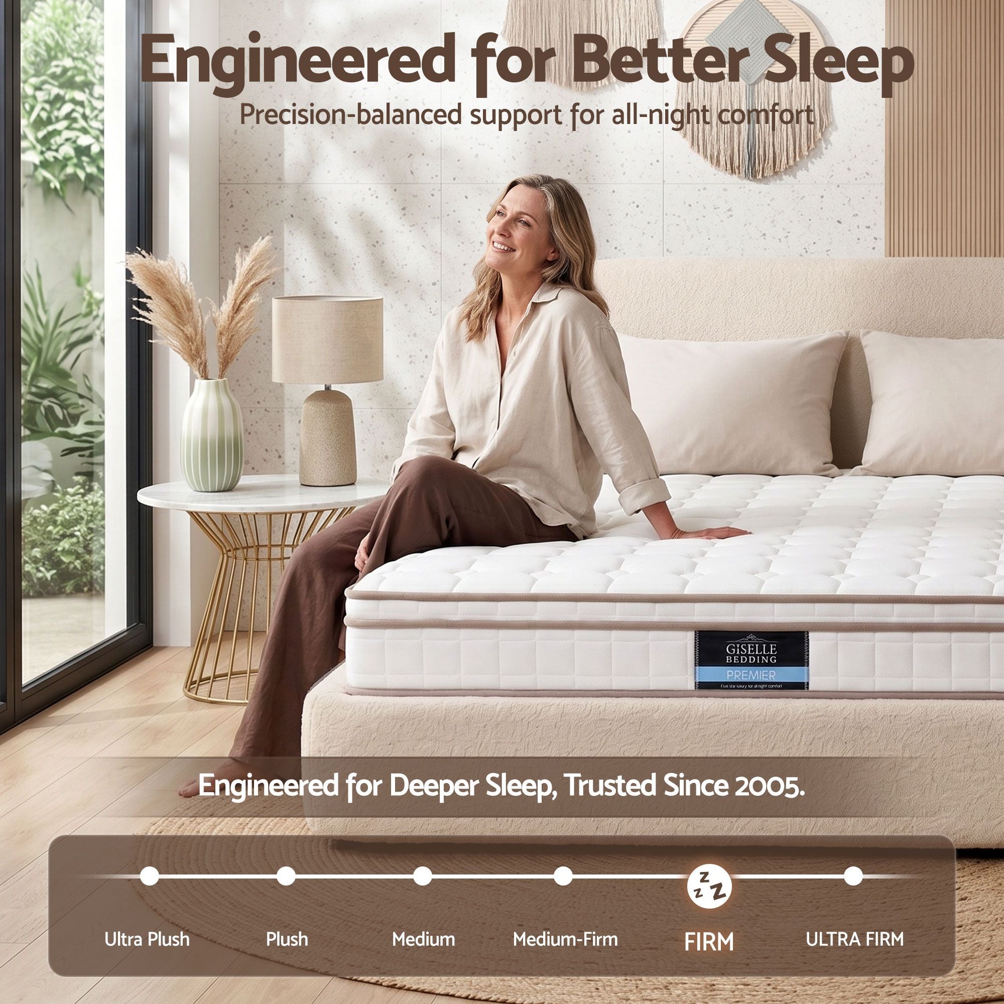 20cm Firm King Mattress Pocket Spring with Reinforced Edge Support - White