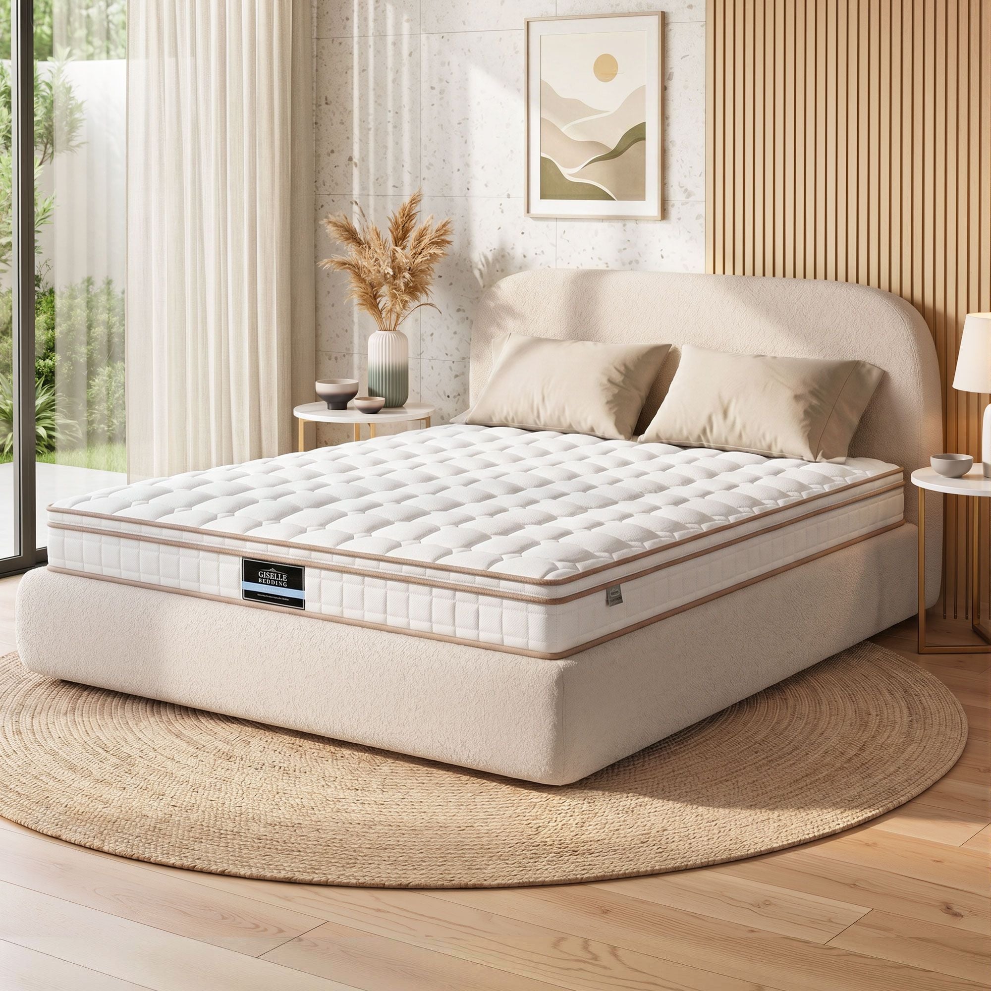 20cm Firm Queen Pocket Spring Mattress for Bedroom or Guest Room - White