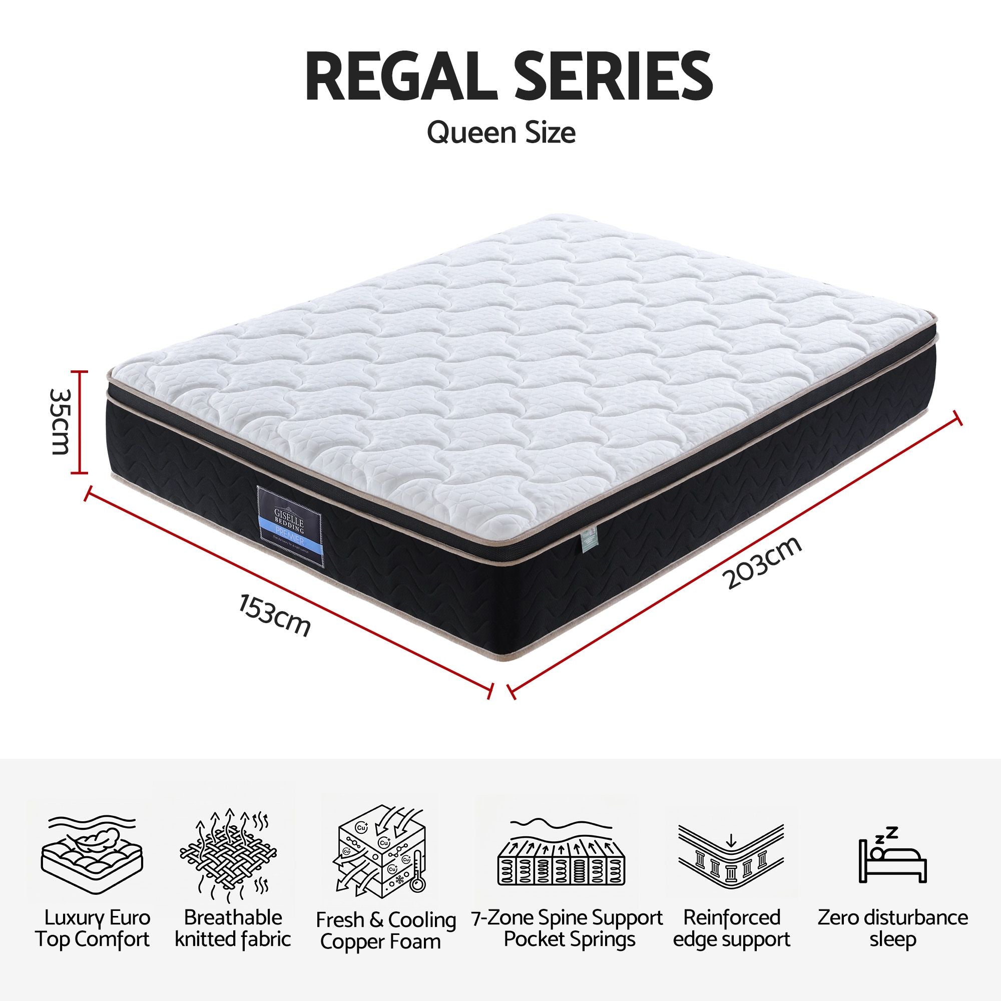 35cm Queen Firm Mattress with Copper Memory Foam and Edge Support