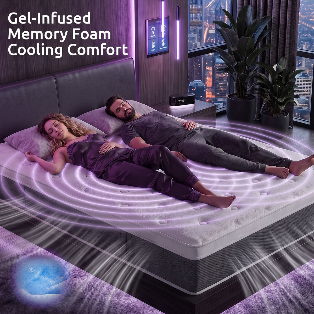 Double Mattress with 5-Zone Pocket Springs, Lumbar Support & Cooling Gel Memory Foam - White