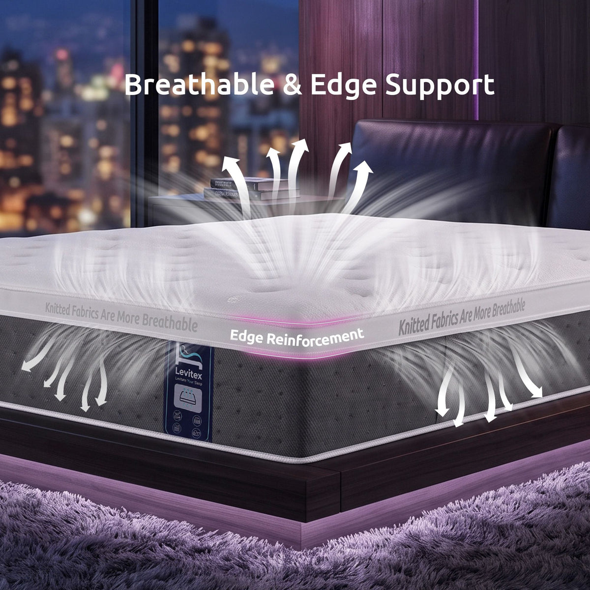 Double Mattress with 5-Zone Pocket Springs, Lumbar Support & Cooling Gel Memory Foam - White