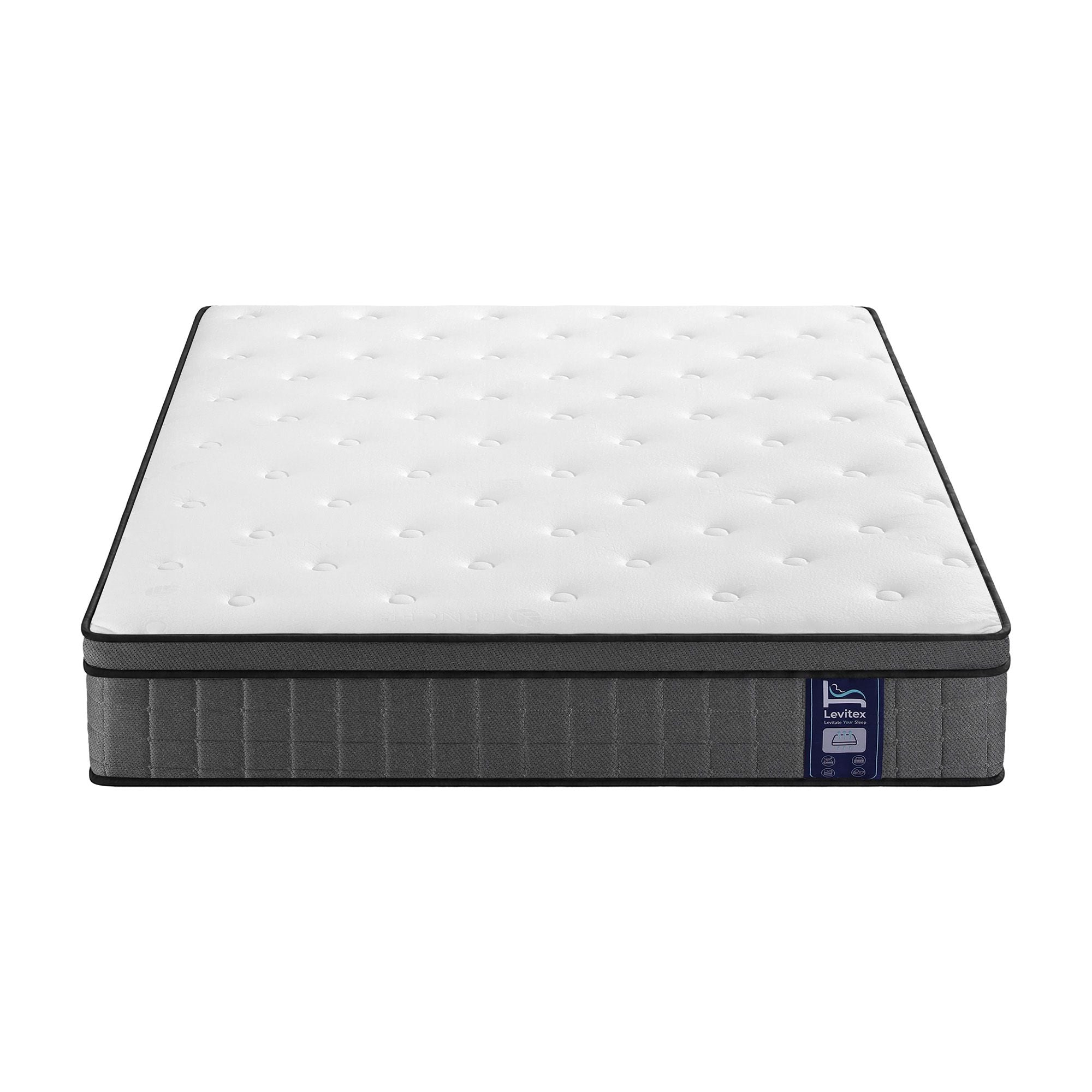 King 5-Zone Pocket Spring Mattress with 2 Rows Edge Support and Breathable Corrugated Sponge 30cm - White
