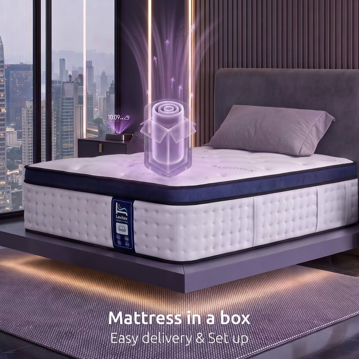 35CM King Single Gel Memory Foam Mattress with 7-Zone Pocket Springs and Triple Cooling System - White