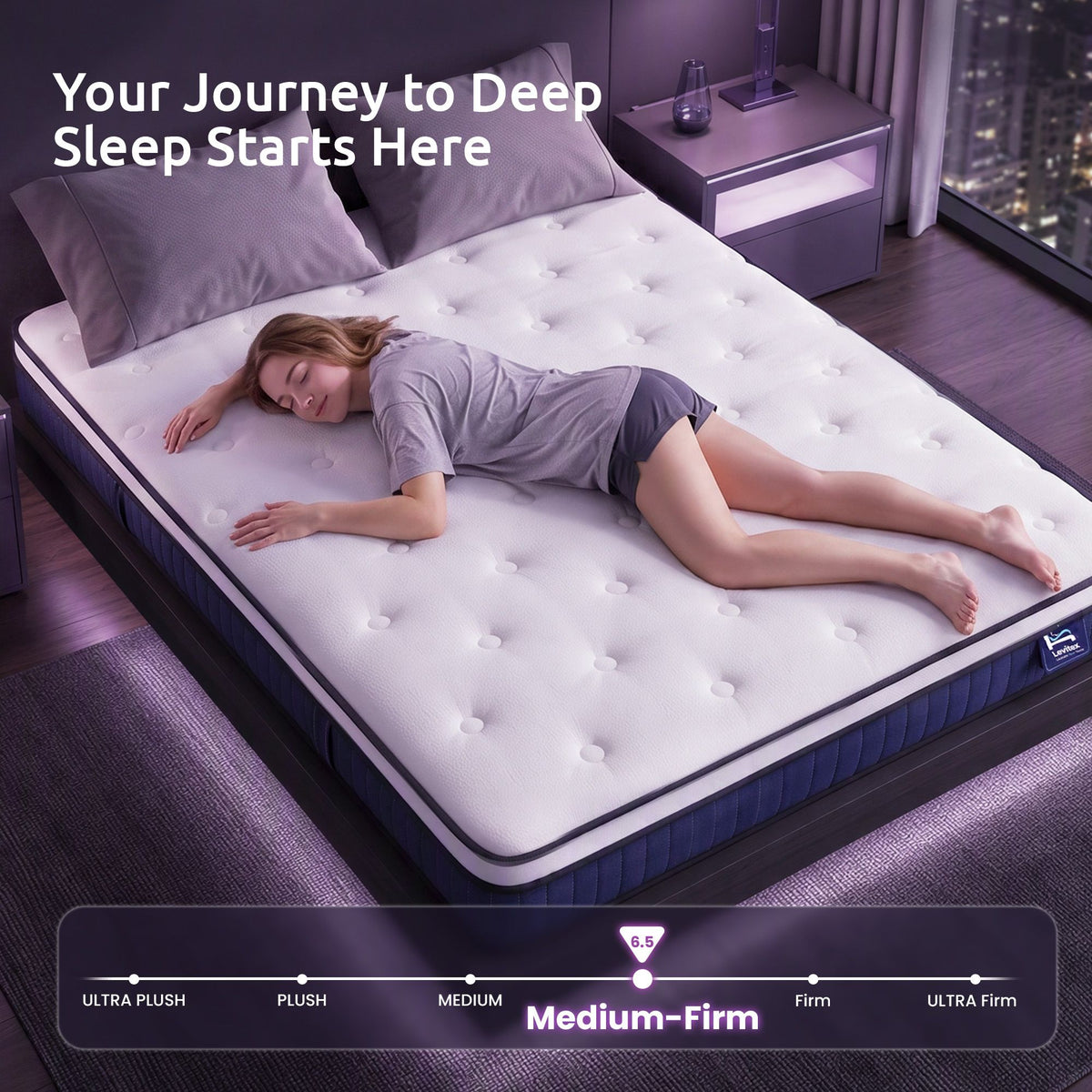 King Mattress 23cm Pocket Spring with Cooling Gel Foam, Medium-Firm Full-Body Support - White