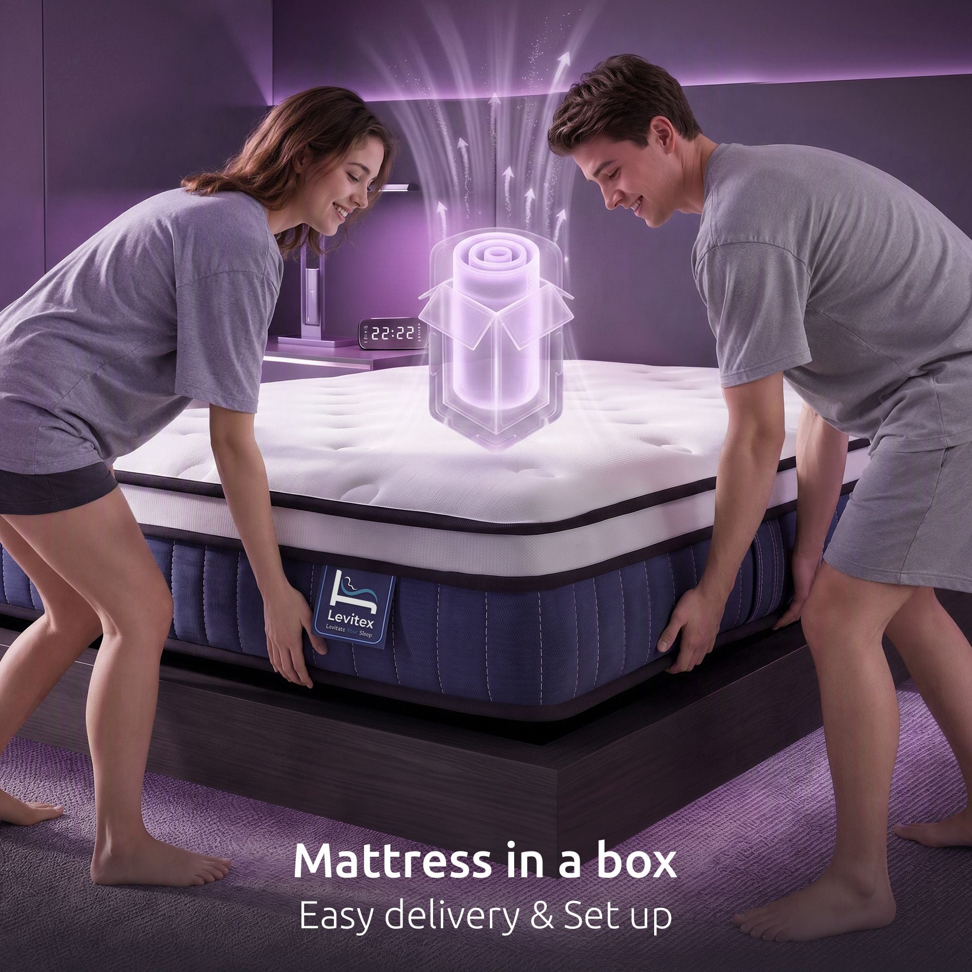 King Mattress 23cm Pocket Spring with Cooling Gel Foam, Medium-Firm Full-Body Support - White