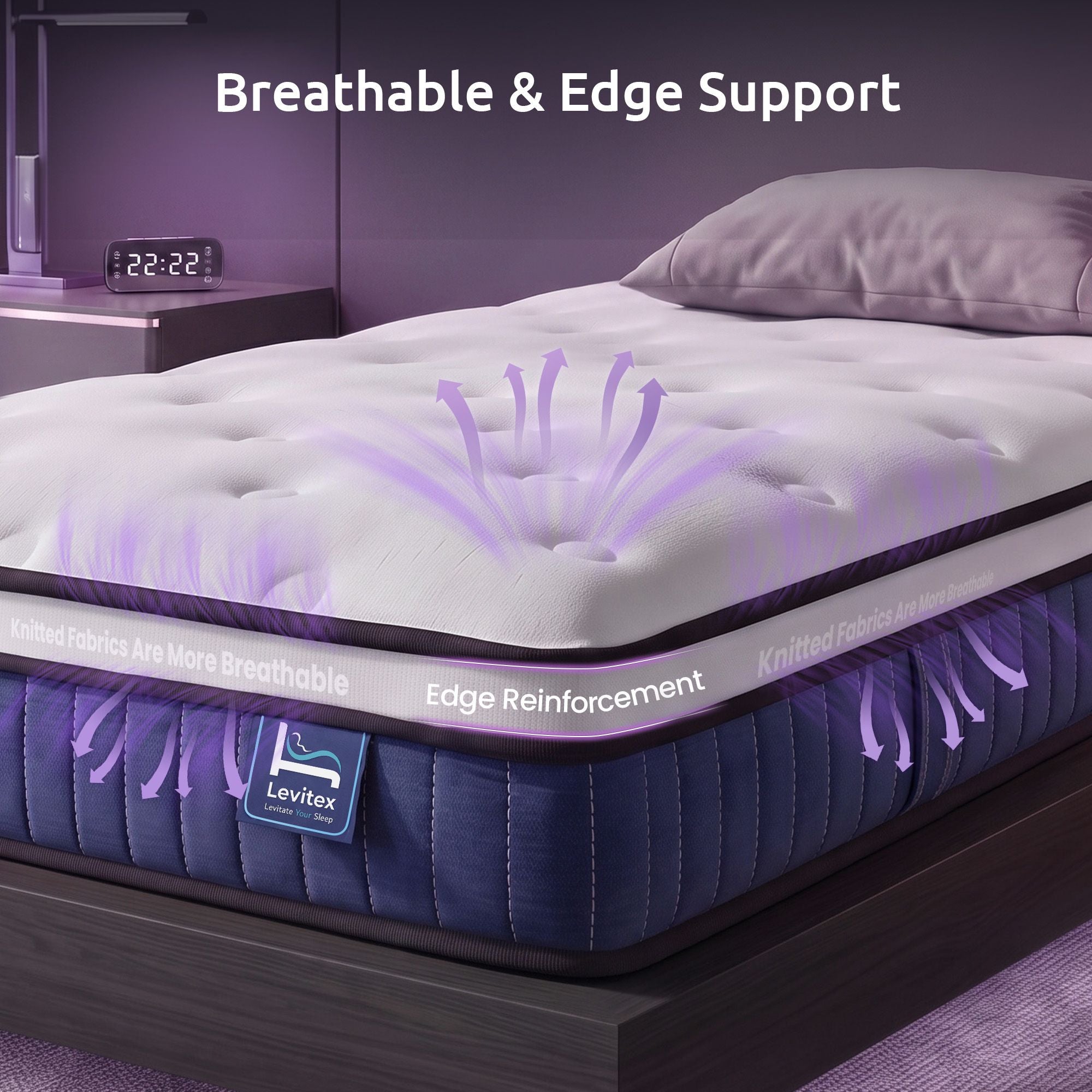 King Single 23cm Pocket Spring Mattress with Cooling Gel Foam, Medium-Firm Support - White