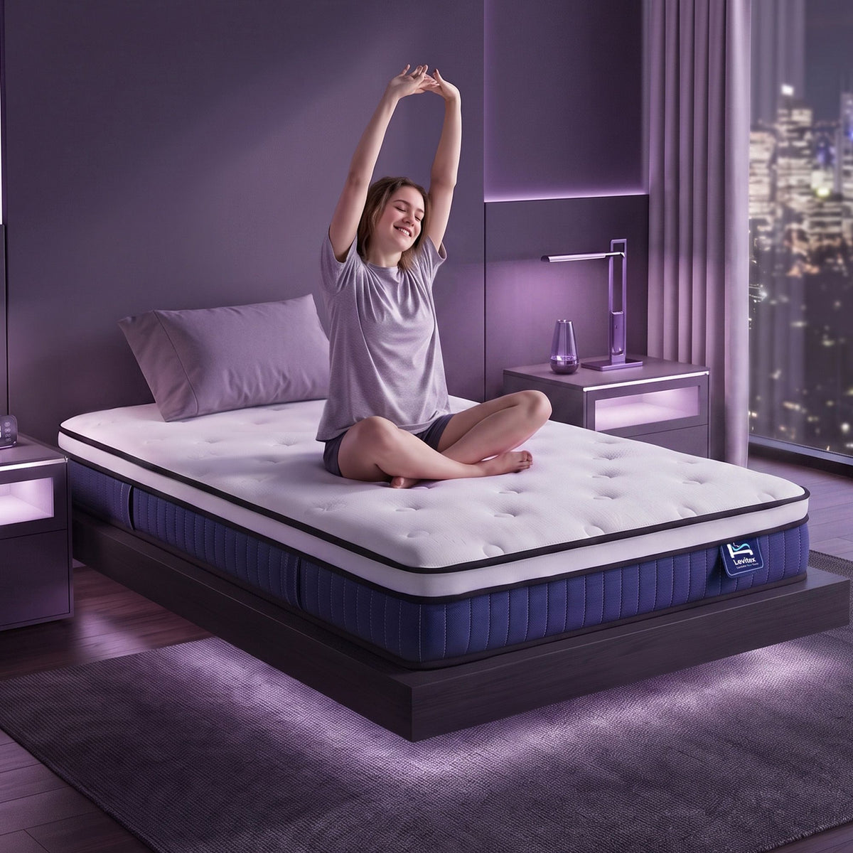 King Single 23cm Pocket Spring Mattress with Cooling Gel Foam, Medium-Firm Support - White