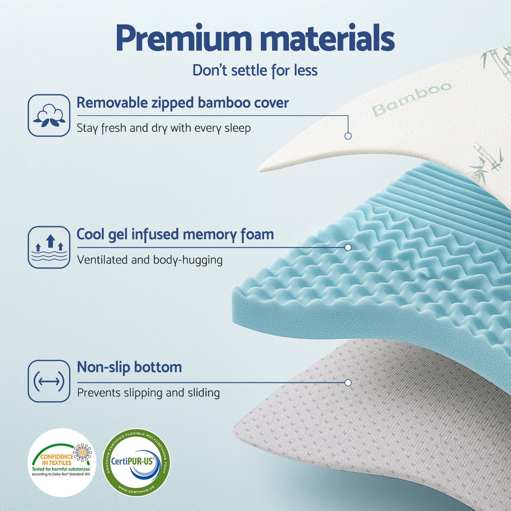 5cm Memory Foam Mattress Topper 7-Zone King Single