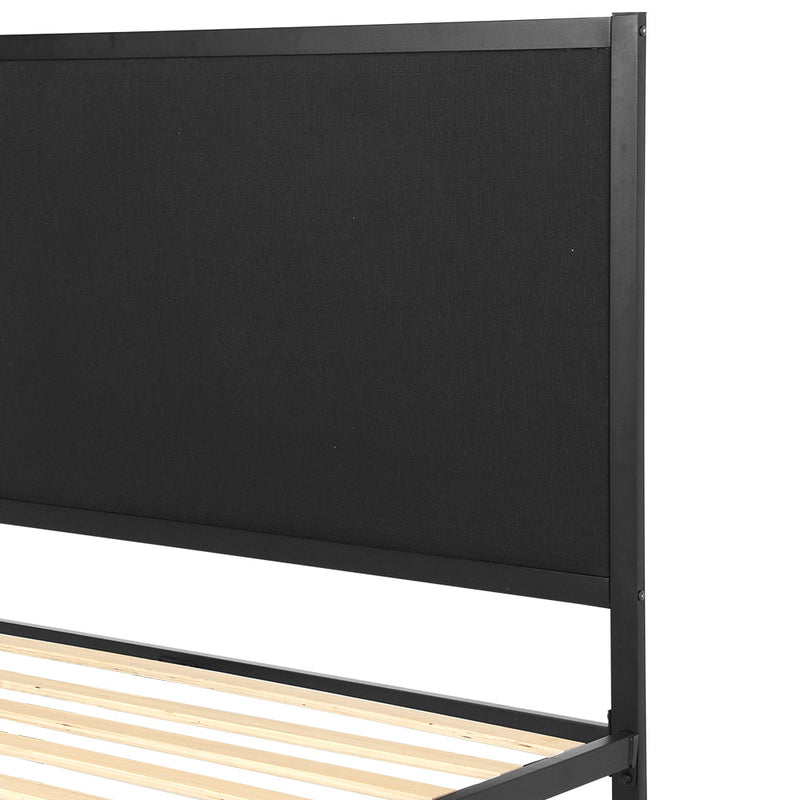 Paddington King Single Bed Frame With Fabric Headboard Black & Charcoal