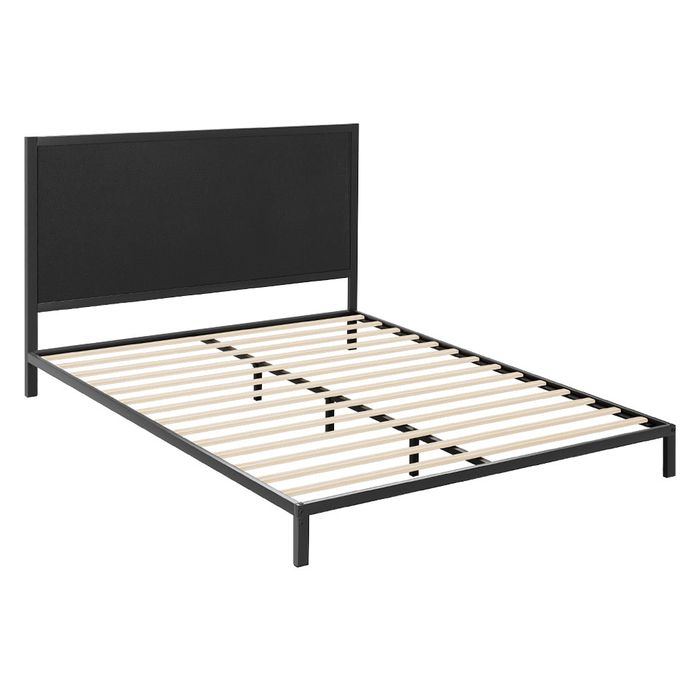 Paddington Queen Bed Frame With Fabric Headboard Black & Charcoal