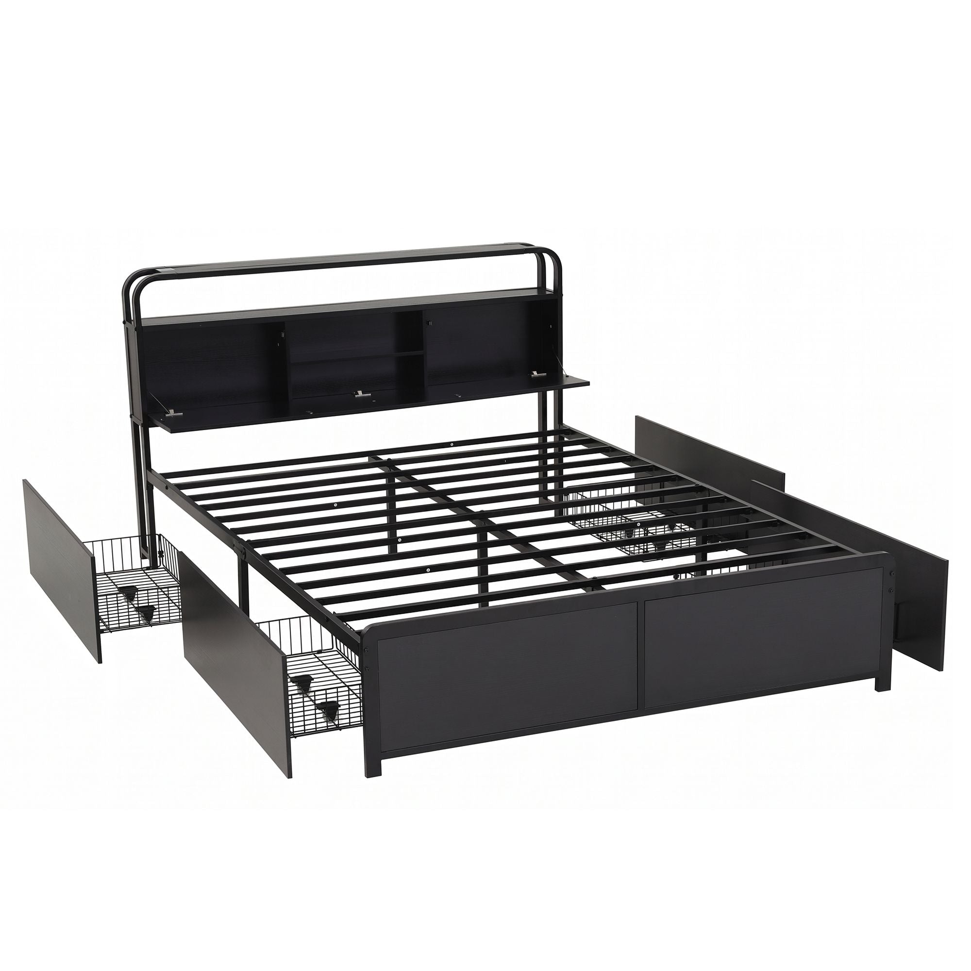 Artiss Queen Metal Bed Frame 4 Drawers Hidden Storage Headboard HEDY
