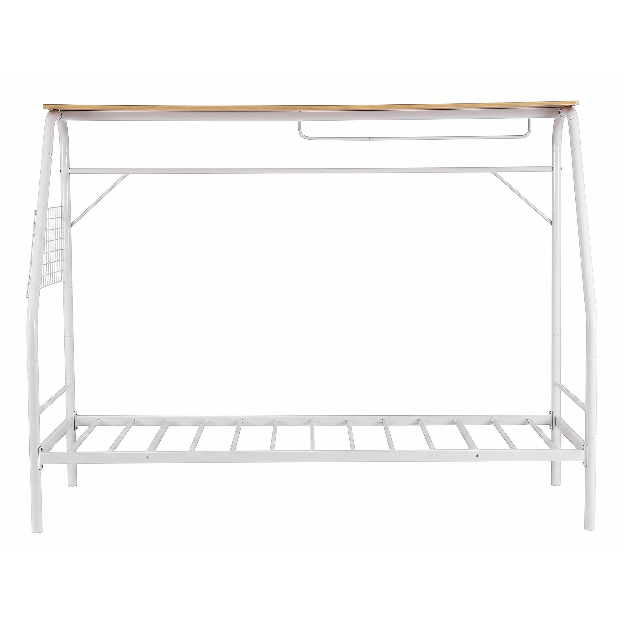 Single House Bed Frame Metal Canopy Bed Storage Shelf for Kids White