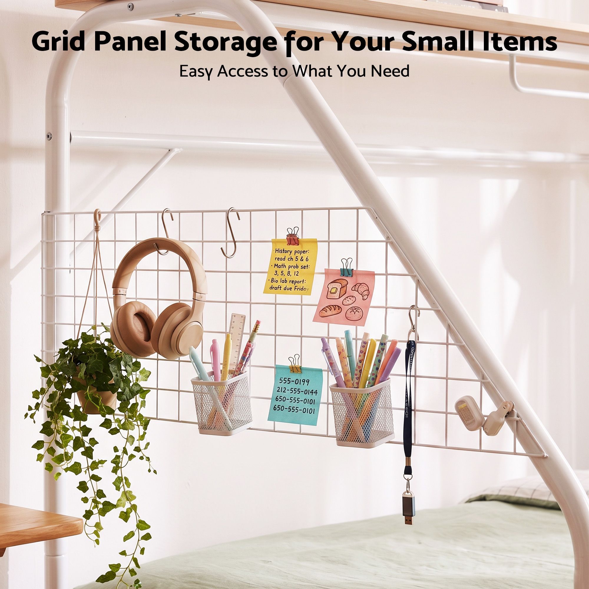 Single House Bed Frame Metal Canopy Bed Storage Shelf for Kids White