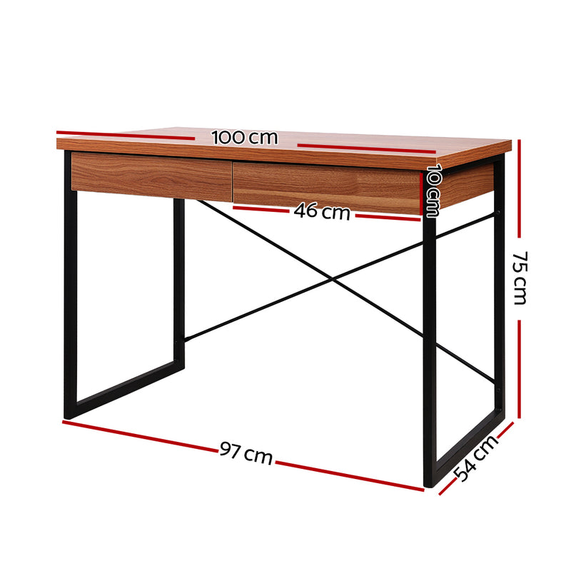 Computer Desk with Drawers (Walnut)