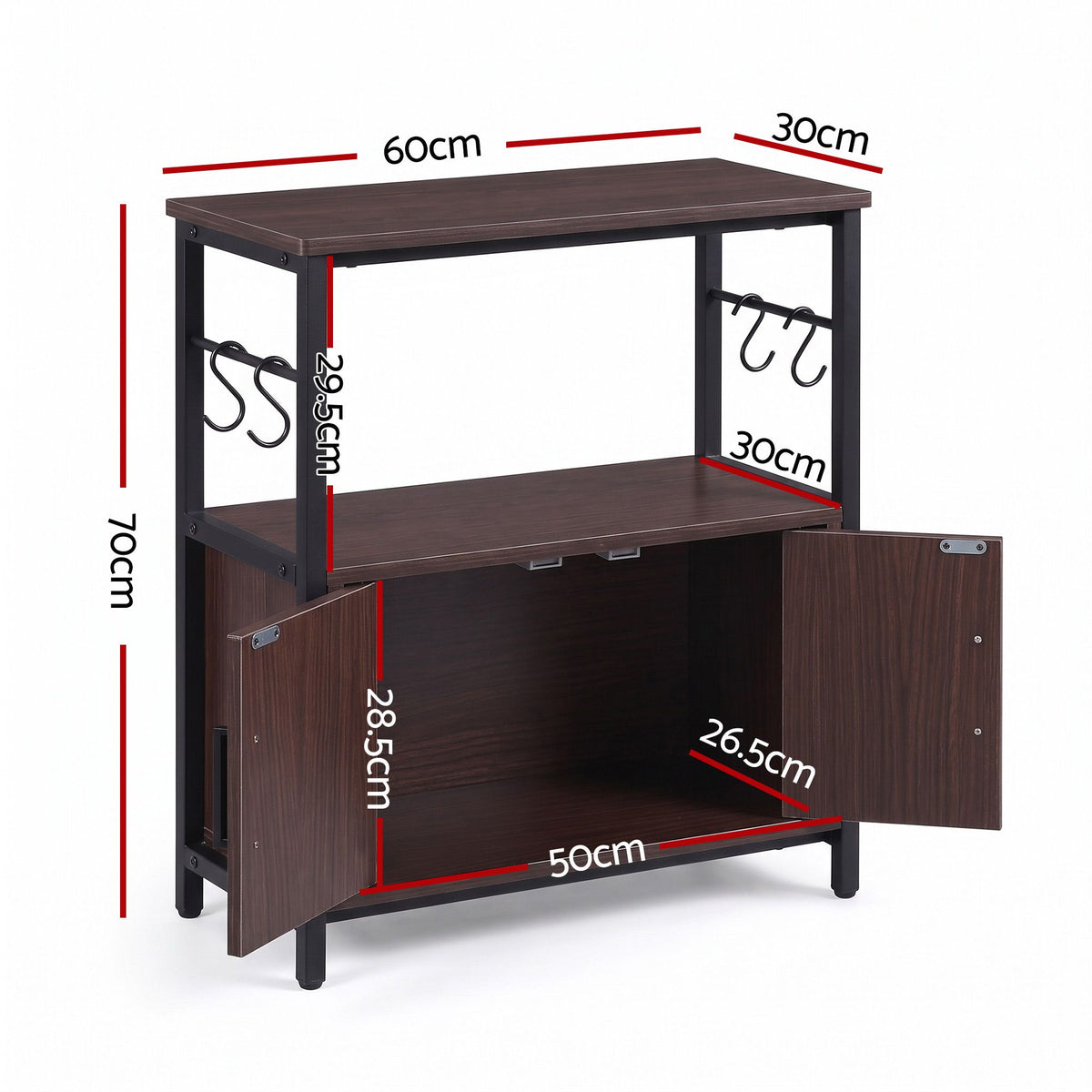 20 Gallon 3-Tier Fish Tank Stand with Storage Cabinet and Open Shelf - Walnut