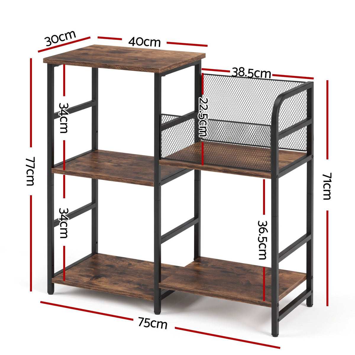 Record Player Stand with Vinyl Storage and Turntable Shelves - Brown and Black