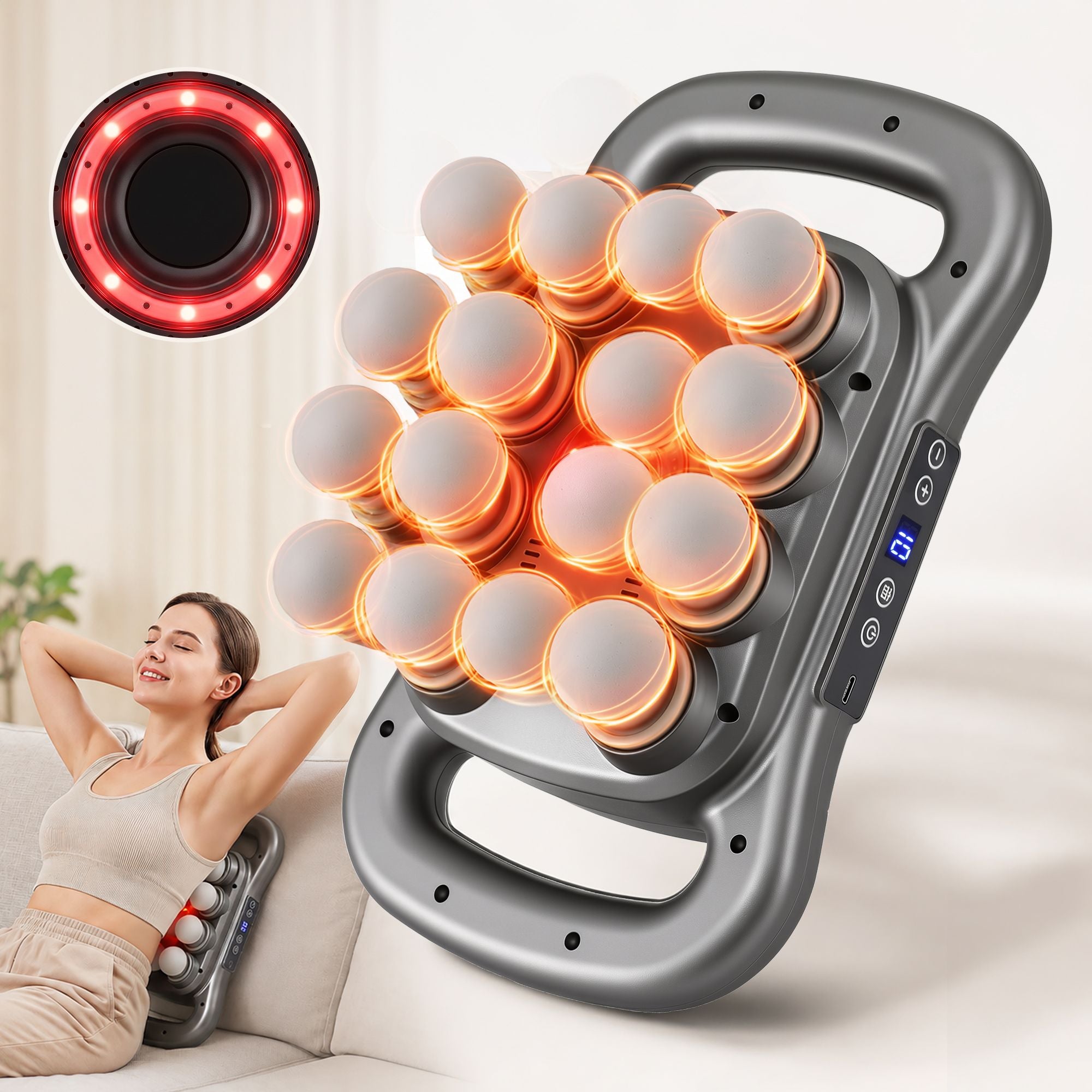 Deep Tissue Massager 16 Heads with 20 Intensities Deep Percussion Massage Gun Rechargeable