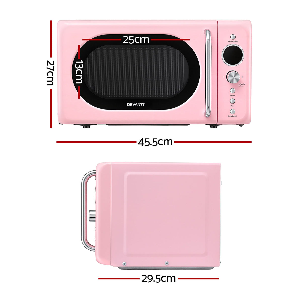 20L Microwave Oven 700W with 6 Power Levels and Auto Cook Menus - Pink