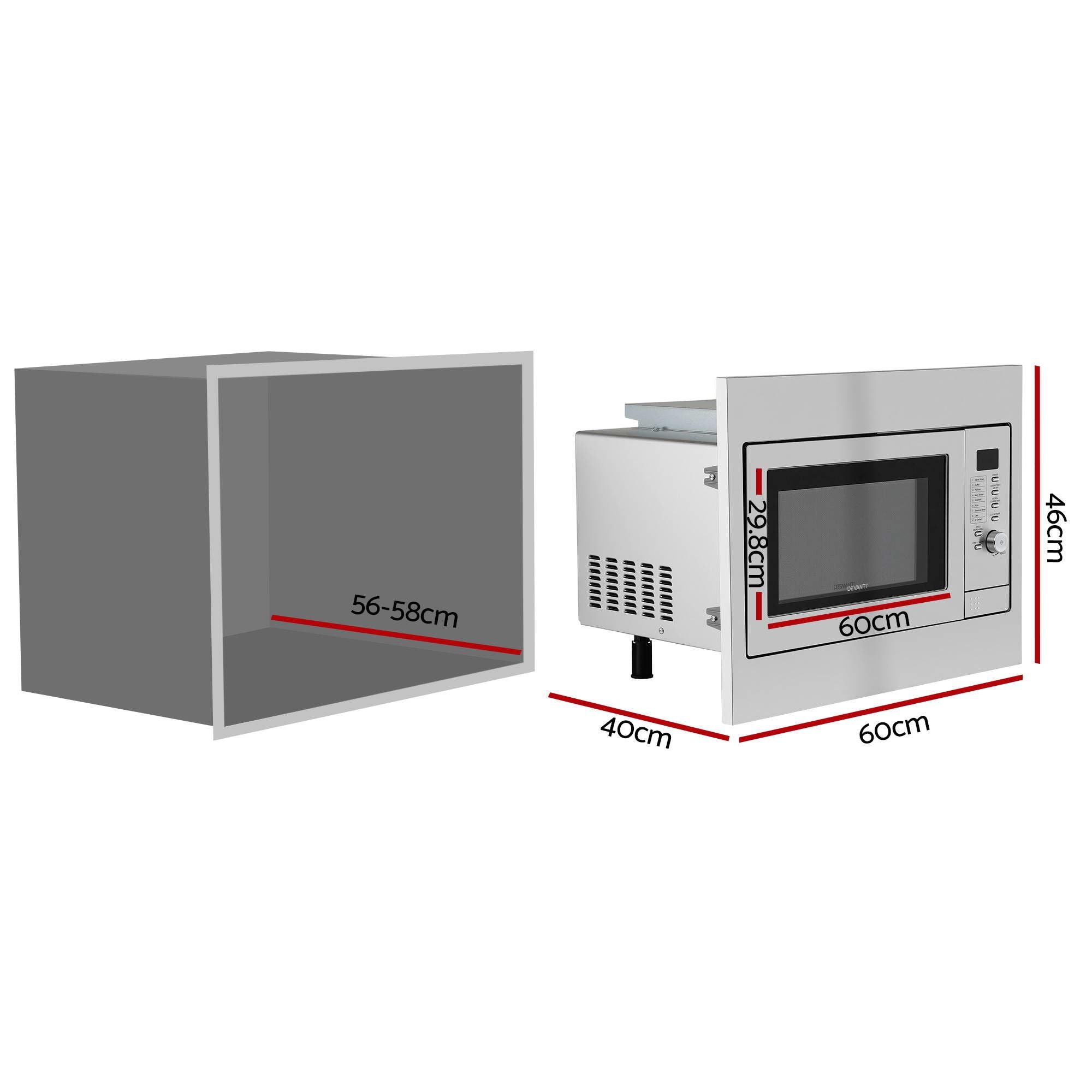 30L Built-In Microwave Oven with Grill, Air Fry & Convection - Silver