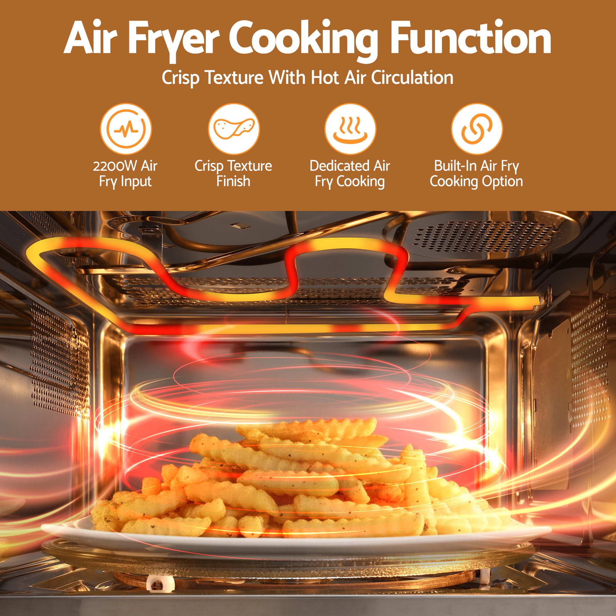 30L Built-In Microwave Oven with Grill, Air Fry & Convection - Silver