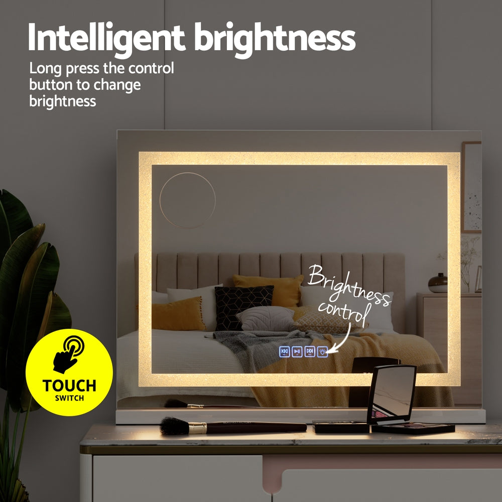 Bluetooth Makeup Mirror 58X46cm Crystal Hollywood with Light LED