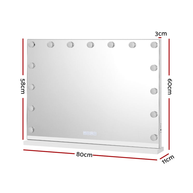 Bluetooth Makeup Mirror 80X58cm Hollywood with Light 18 LED