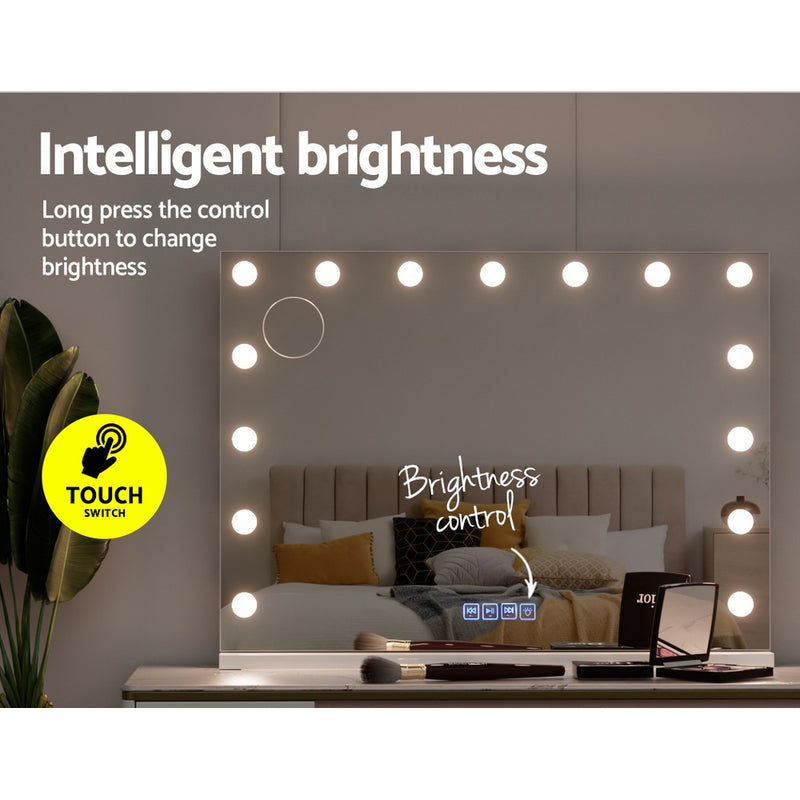 Bluetooth Makeup Mirror 80X58cm Hollywood with Light 18 LED