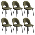 Dining Chairs Set of 6 Velvet Hollow Green