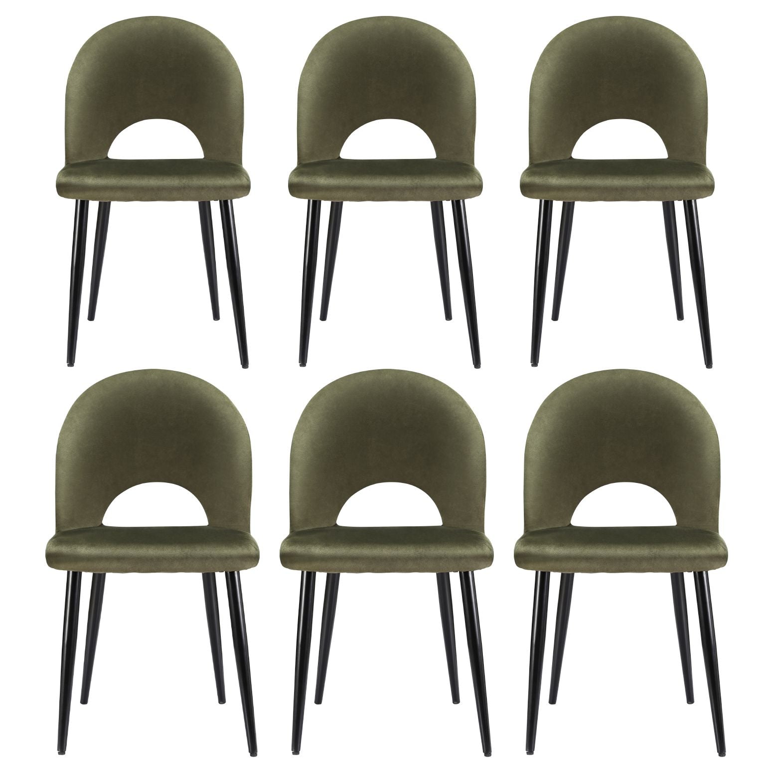 Dining Chairs Set of 6 Velvet Hollow Green