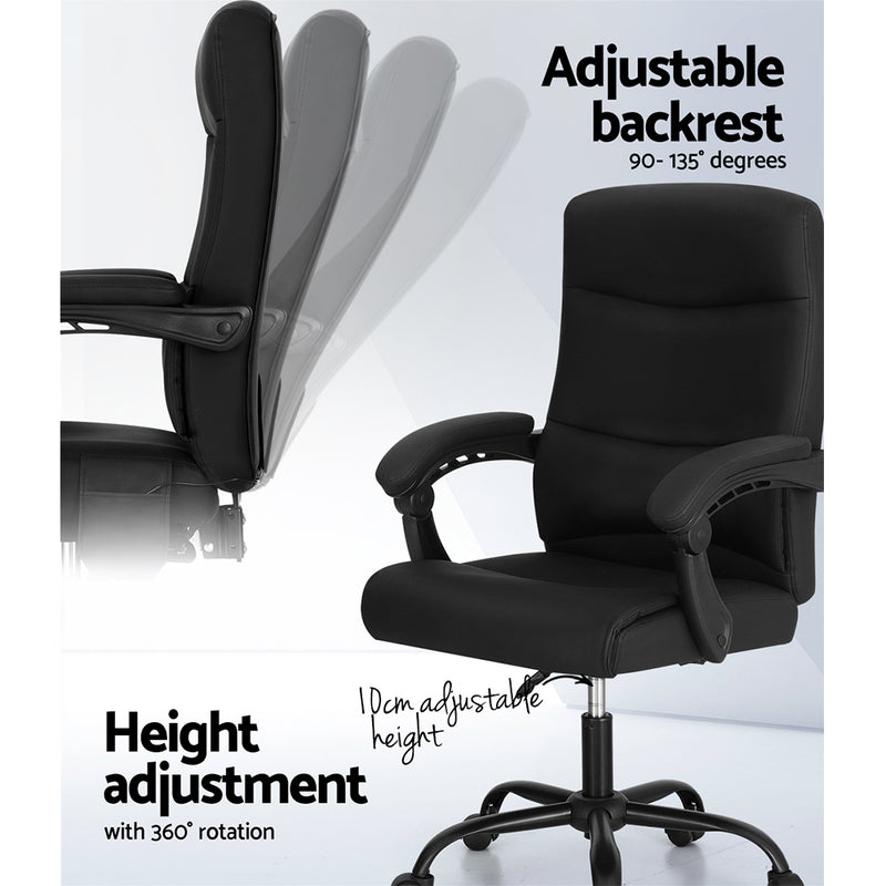 Massage Office Chair Executive Computer Chairs PU Leather Recline Black