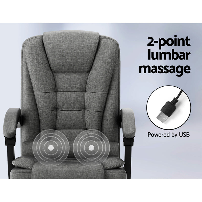 Massage Office Chair Executive Computer Chairs Fabric Recline Grey