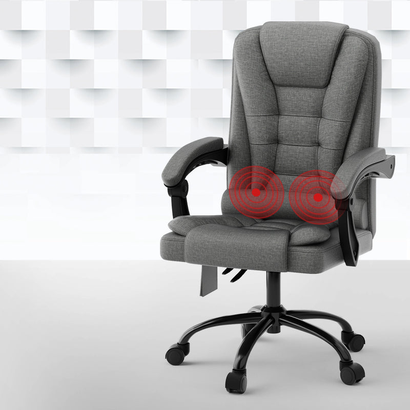 Massage Office Chair Executive Computer Chairs Fabric Recline Grey