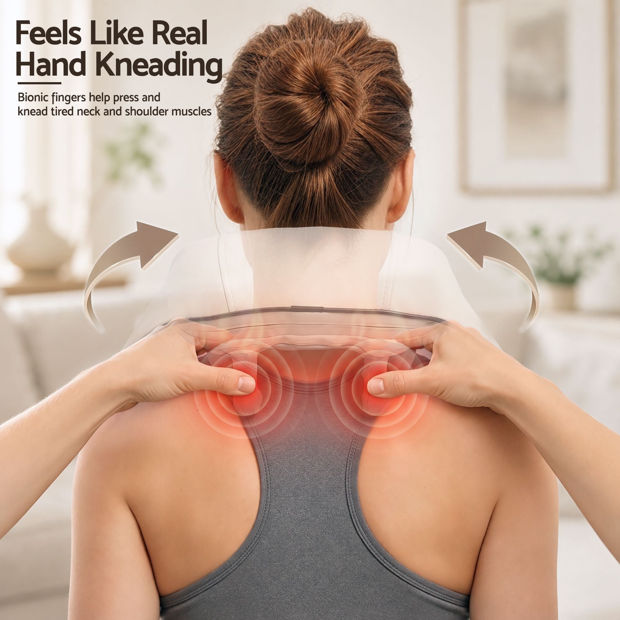 Neck Massager with Heat Pillow Shiatsu Shoulder Back Massager Pain Relief Tissue Kneading