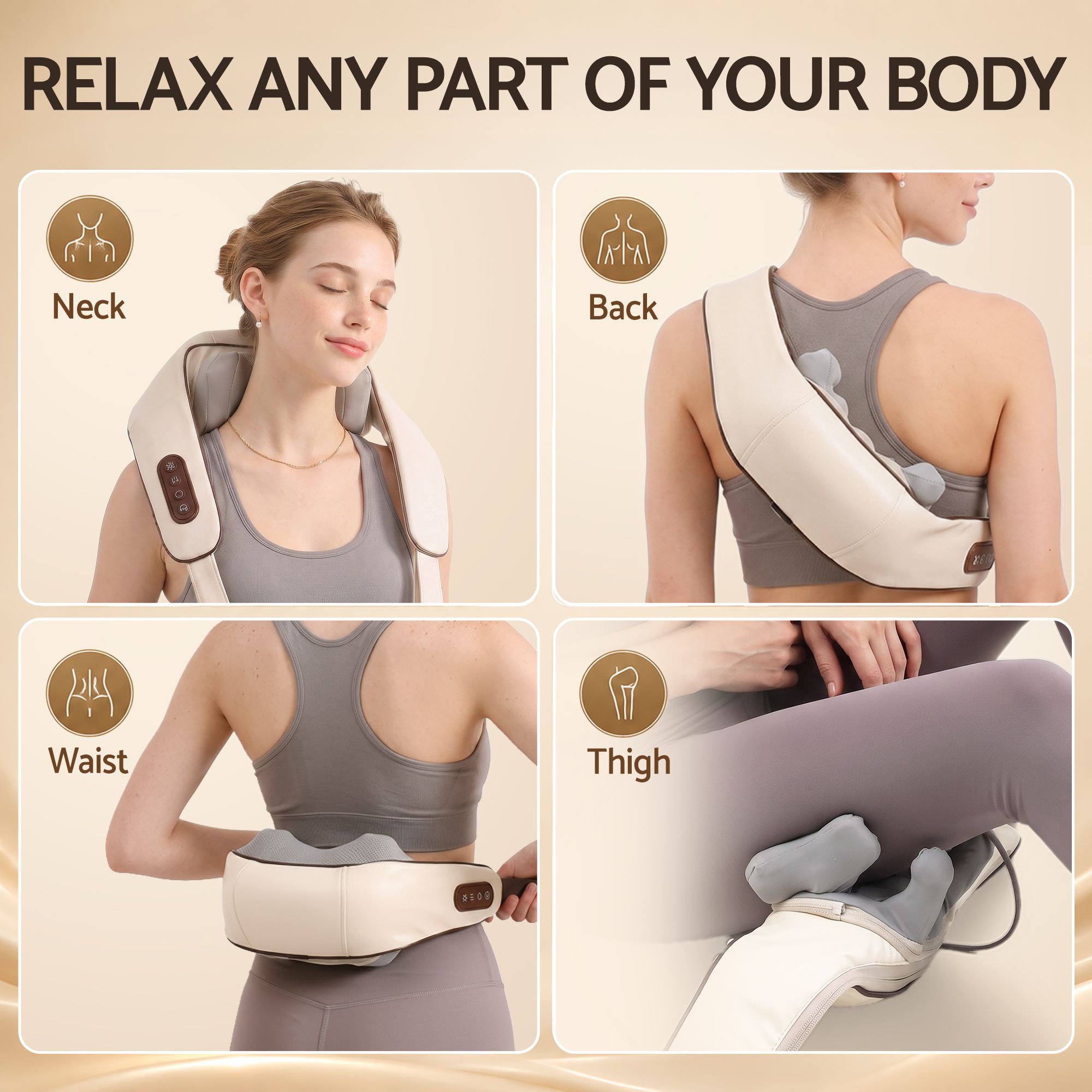 Neck Massager with Heat Pillow Shiatsu Shoulder Back Massager Pain Relief Tissue Kneading