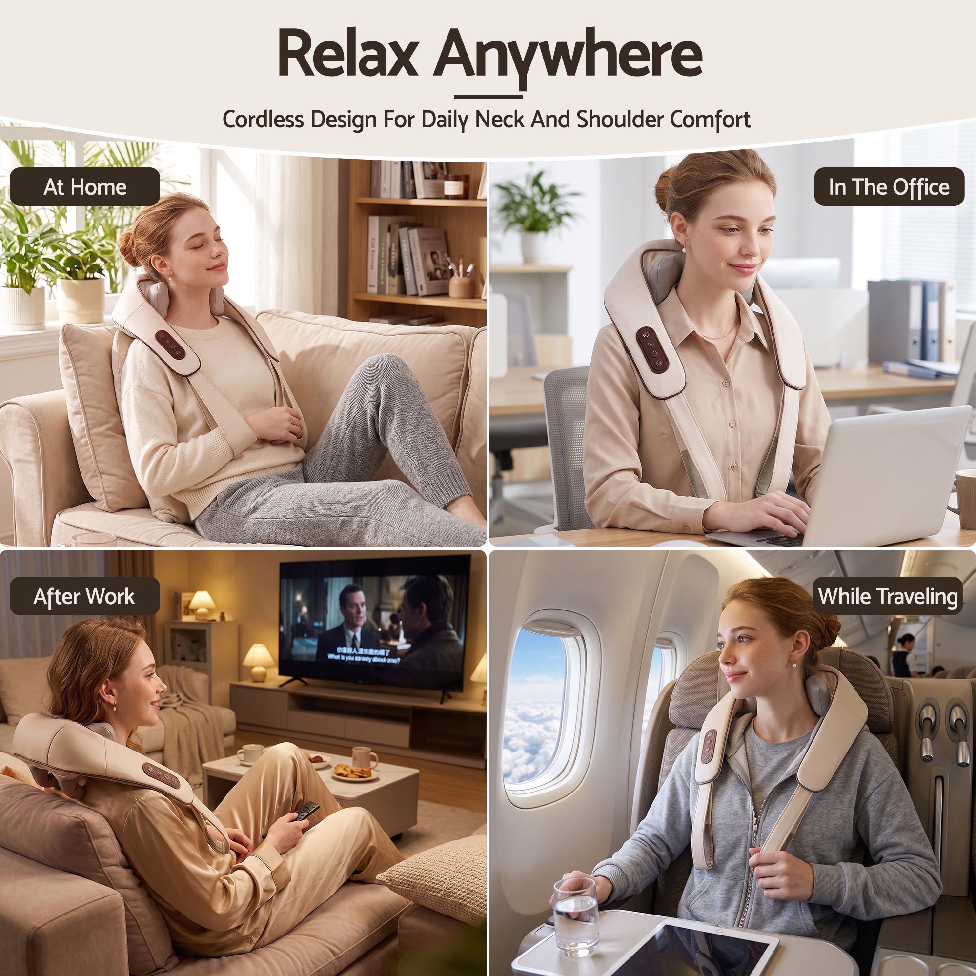 Neck Massager with Heat Pillow Shiatsu Shoulder Back Massager Pain Relief Tissue Kneading
