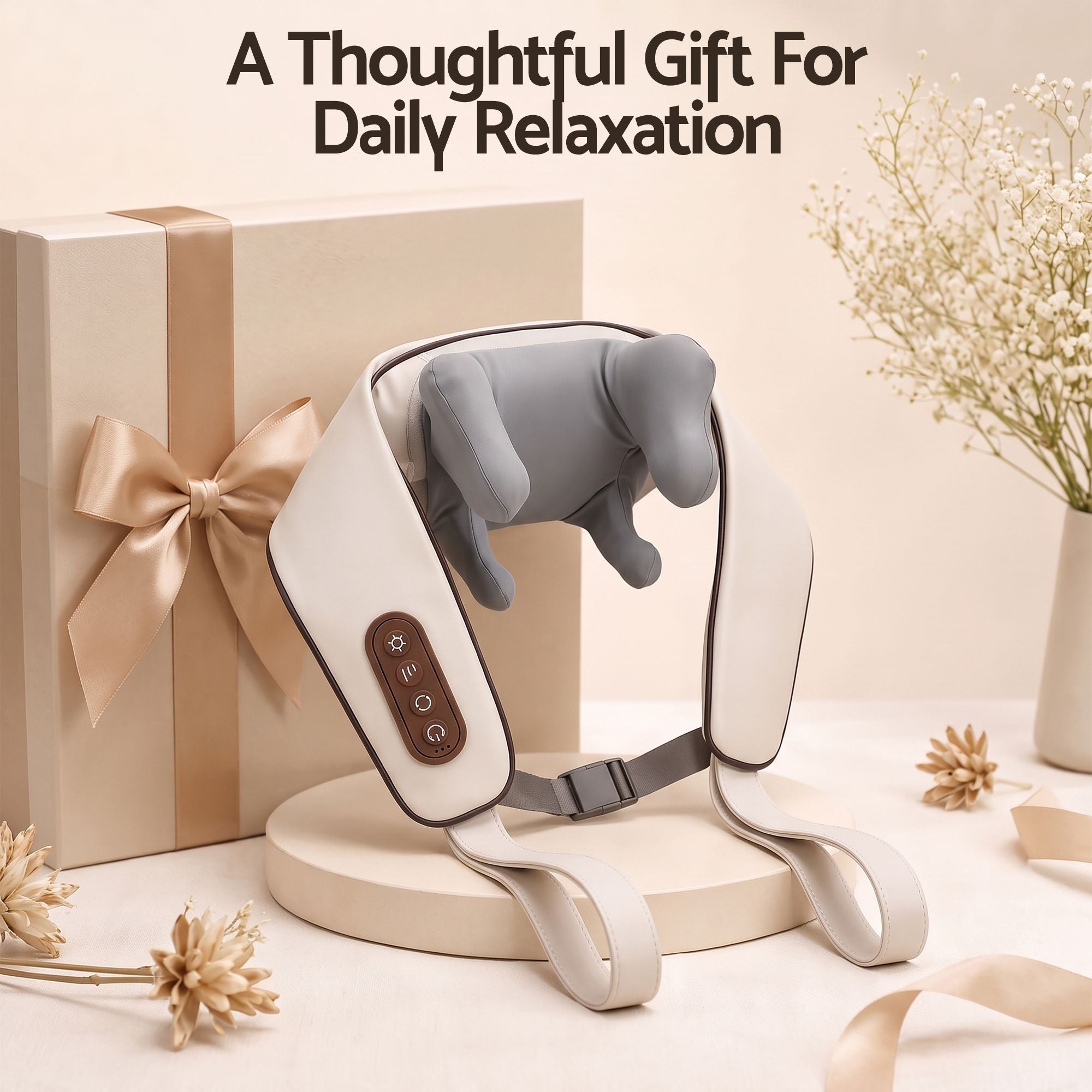 Neck Massager with Heat Pillow Shiatsu Shoulder Back Massager Pain Relief Tissue Kneading