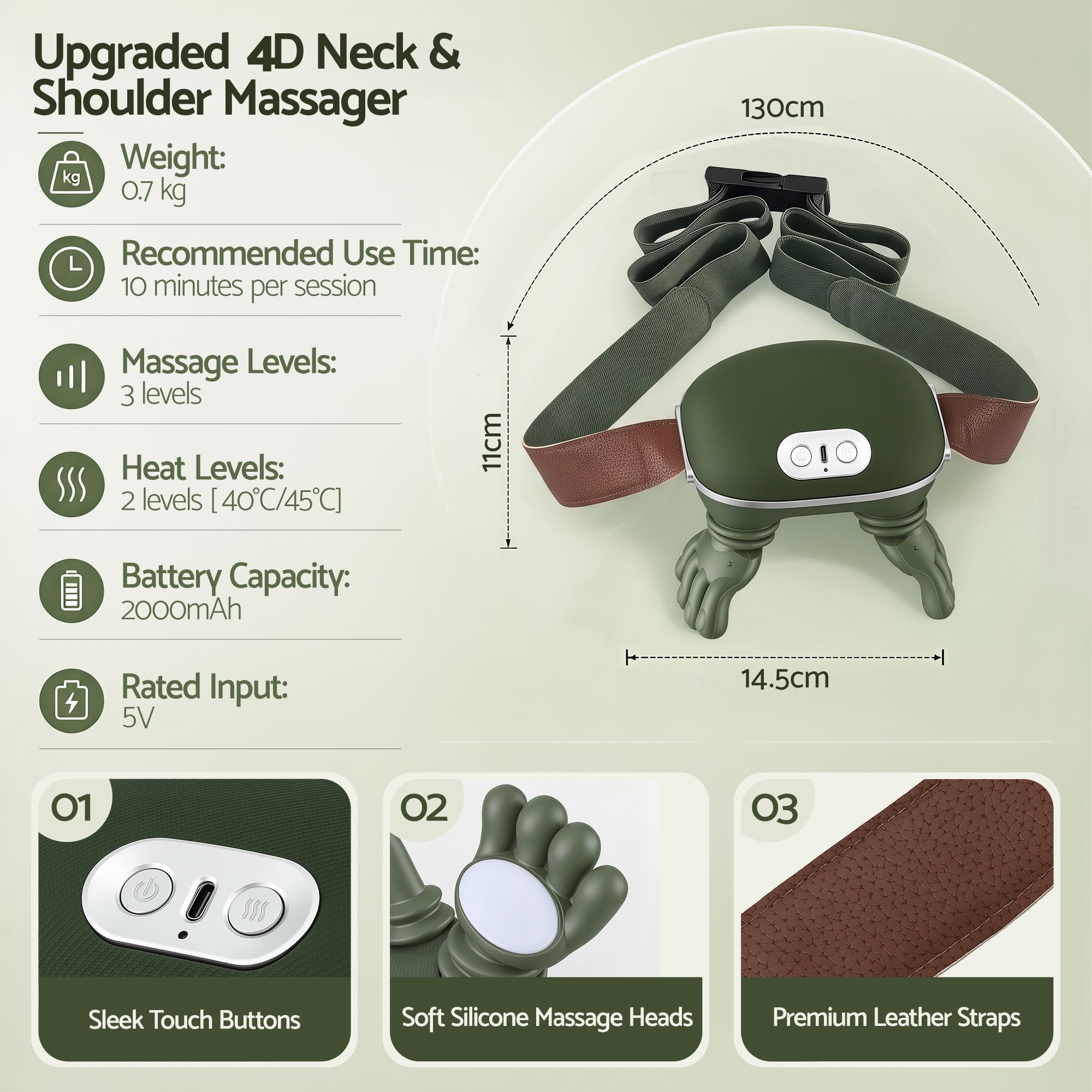 Electric Neck Massager with Heat for Shoulder,Back Wireless Massage | 4D Shiatsu Kneading Massager with Heat, Cordless Portable Muscle Relaxer, Soothes Shoulder Tension for Home, Office, and Car