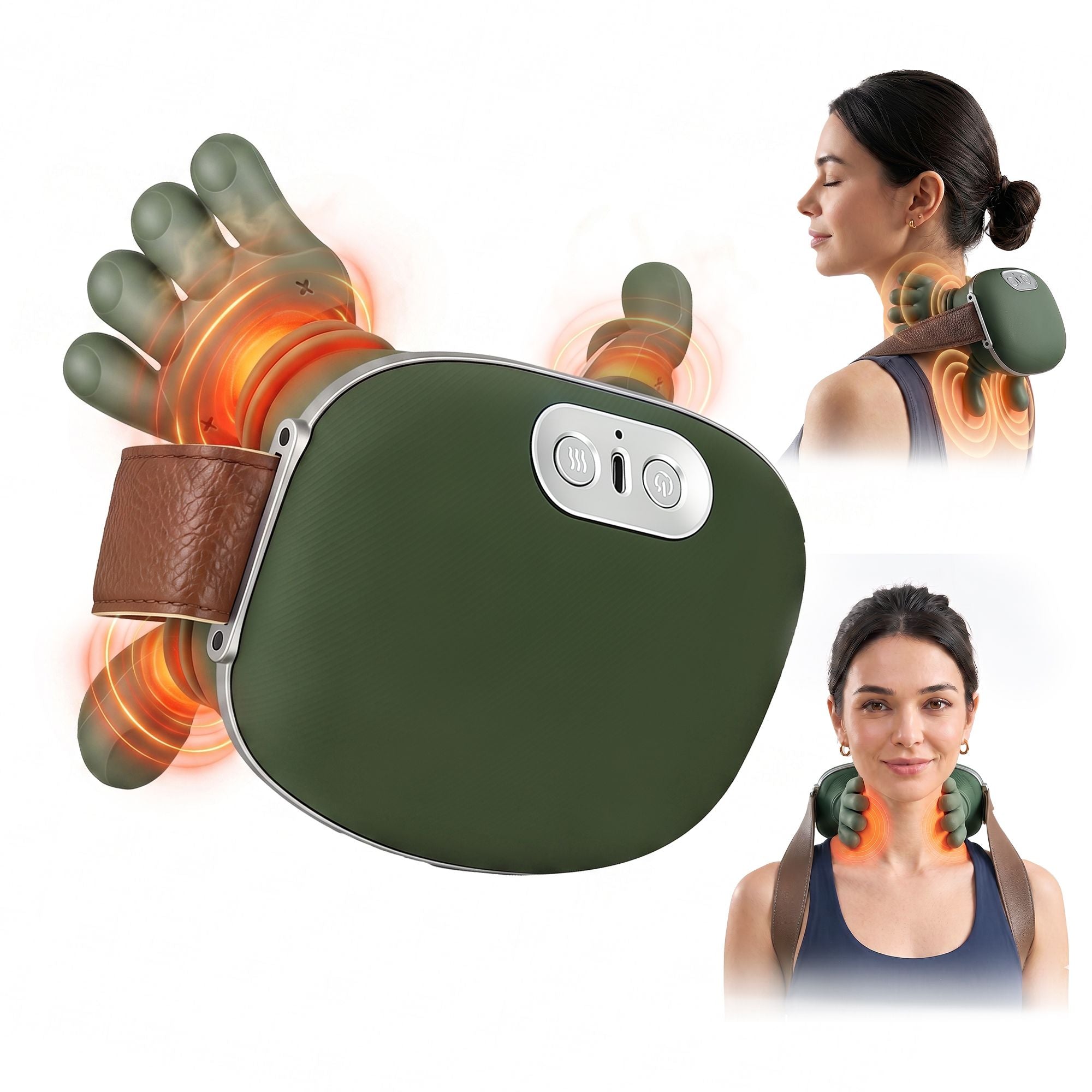 Electric Neck Massager with Heat for Shoulder,Back Wireless Massage | 4D Shiatsu Kneading Massager with Heat, Cordless Portable Muscle Relaxer, Soothes Shoulder Tension for Home, Office, and Car