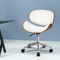 Wooden Curved Back Office Chair (Brown & White)
