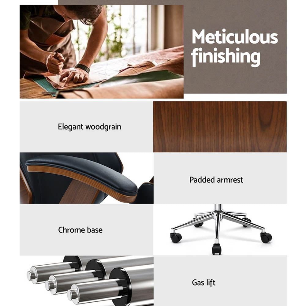 Ashby Wooden High Back Office Chair (Brown & Black)