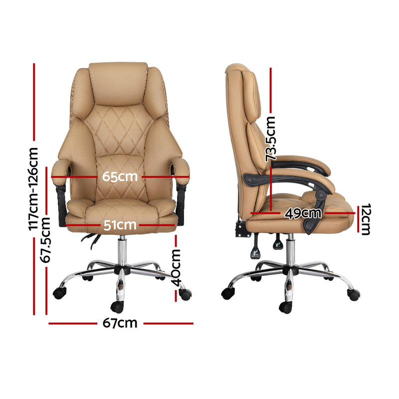 Executive Office Chair Leather Recliner Espresso