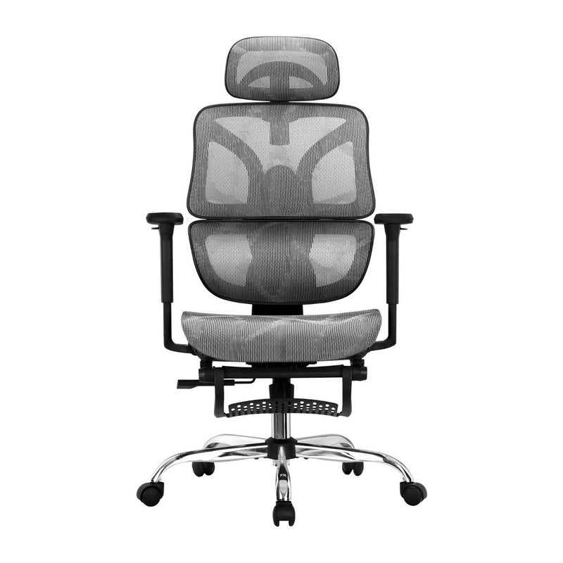 Ergonomic High Back Office Chair with Footrest Grey Mesh